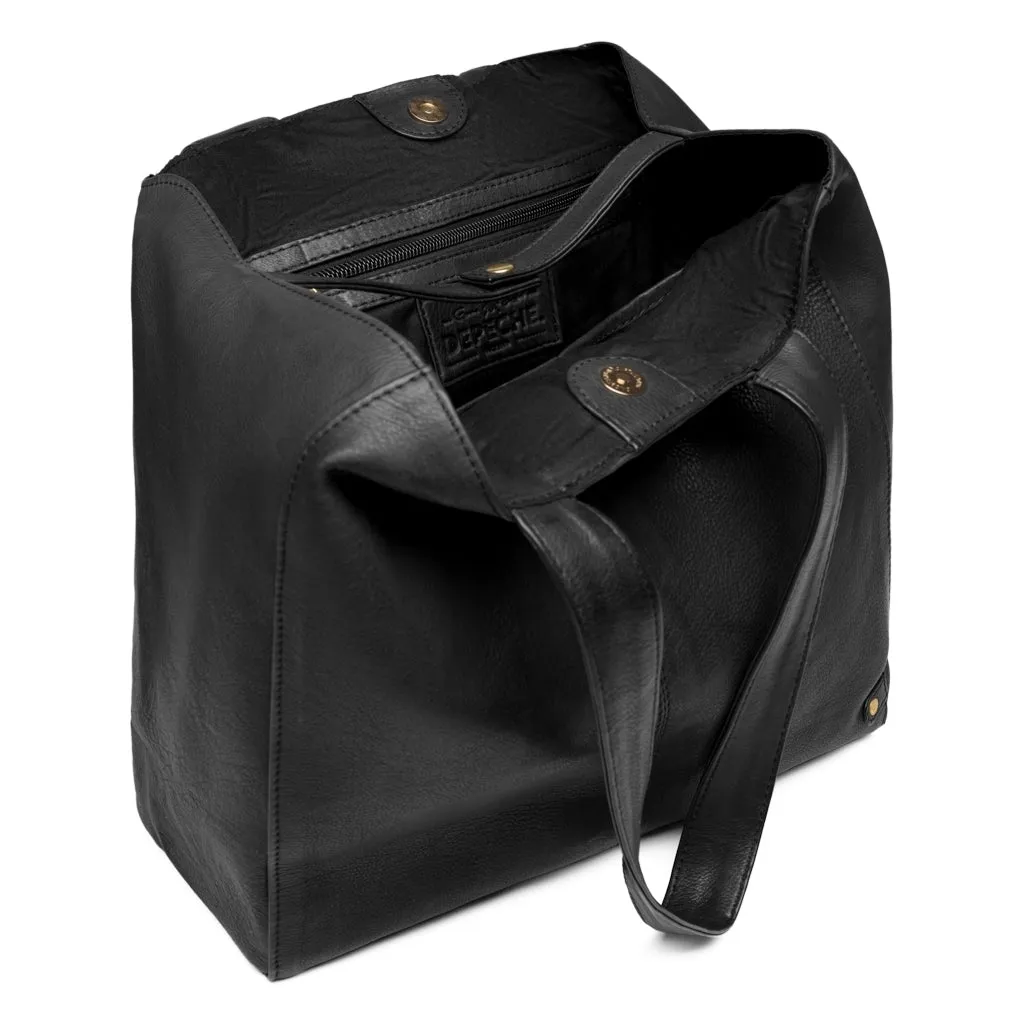 Classic leather shopper bag in timeless design / 15568 - Black (Nero)