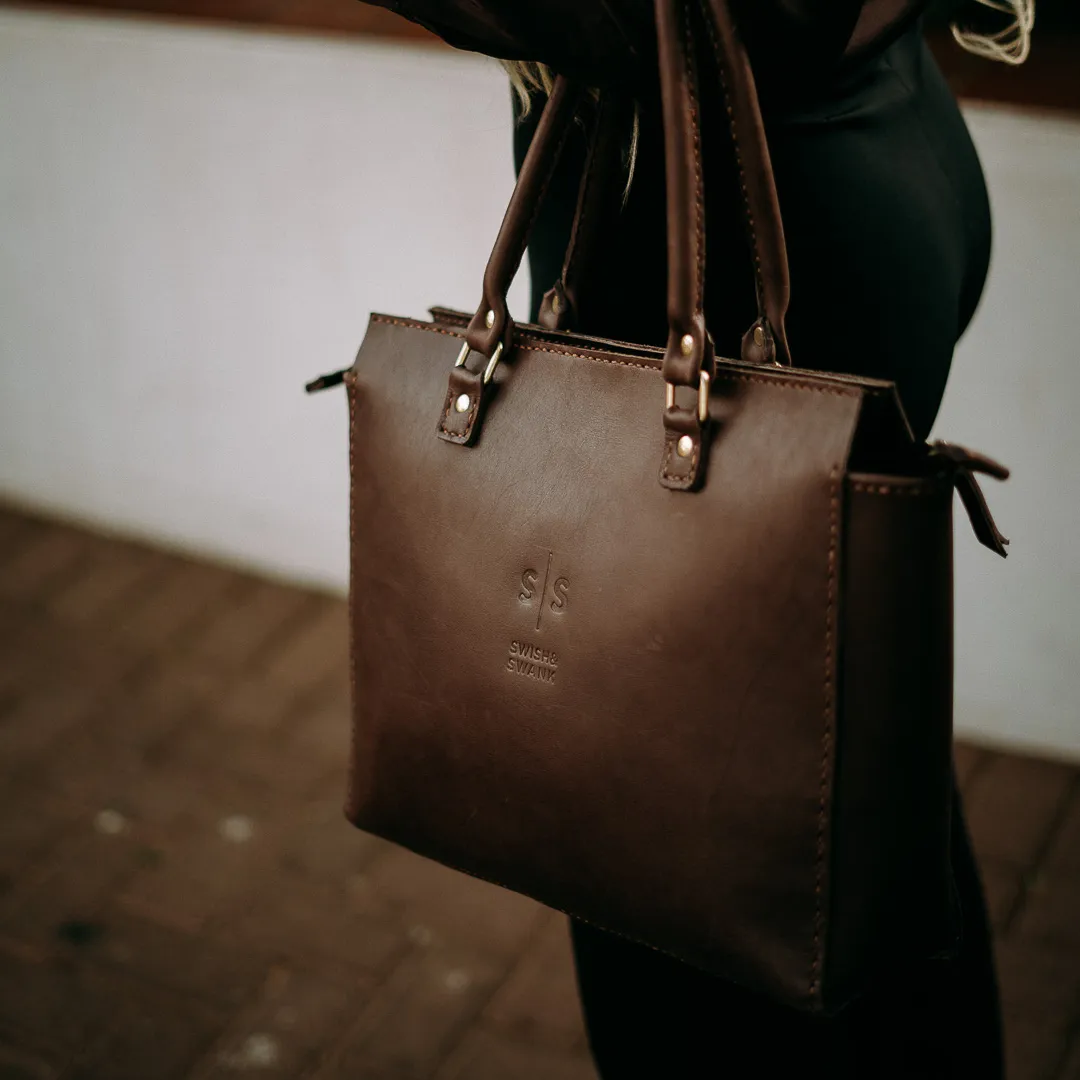 Classic Naomi Leather Handbag - Chocolate Brown