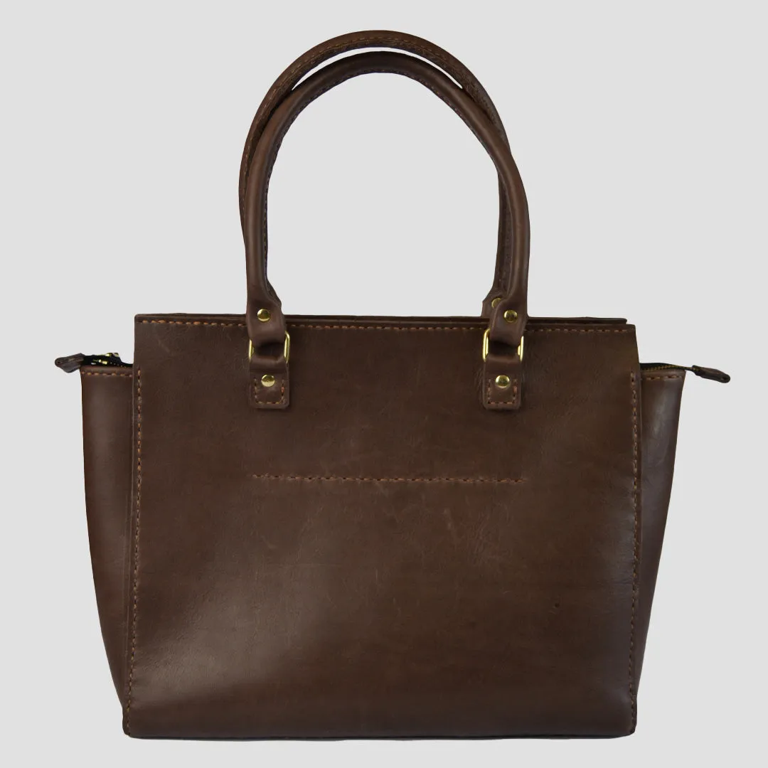 Classic Naomi Leather Handbag - Chocolate Brown