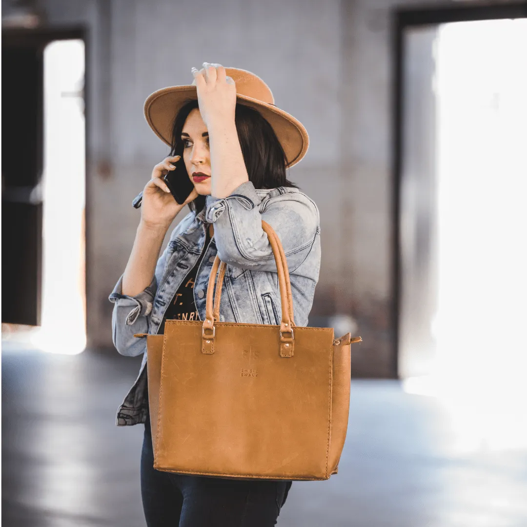 Classic Naomi Leather Handbag - Cognac Collection