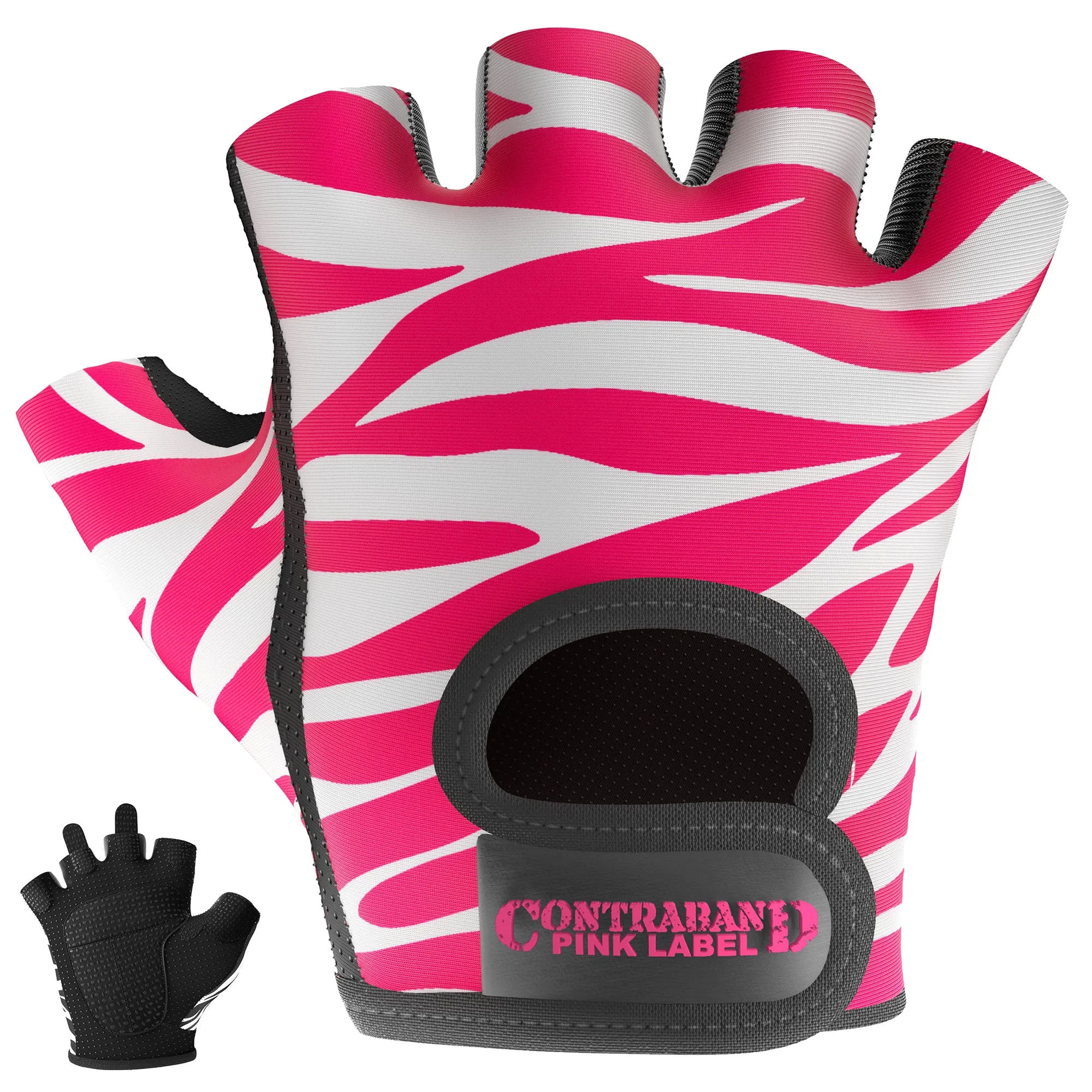 Contraband Pink Label 5277 Womens Design Series Zebra Print Lifting Gloves