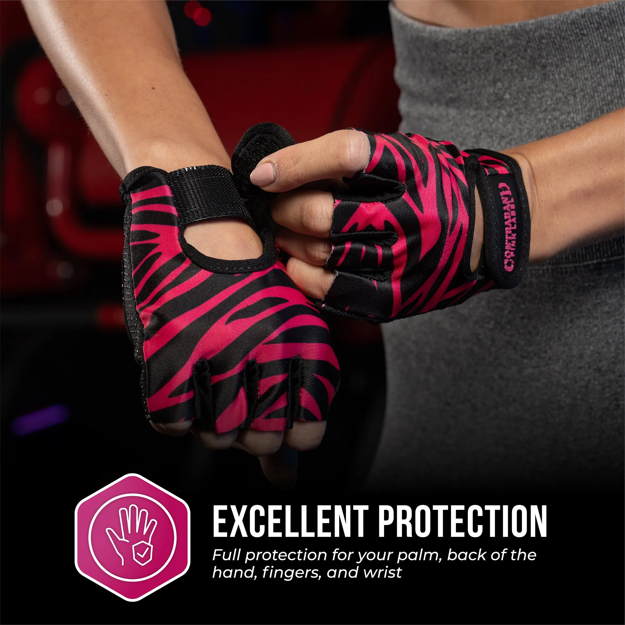 Contraband Pink Label 5277 Womens Design Series Zebra Print Lifting Gloves