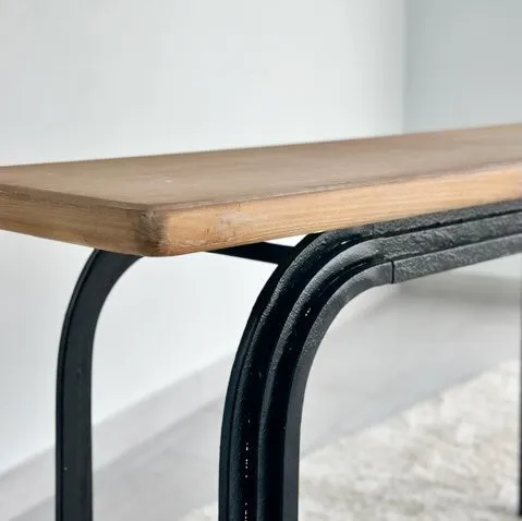 Curved Frame Wooden Top Console Table