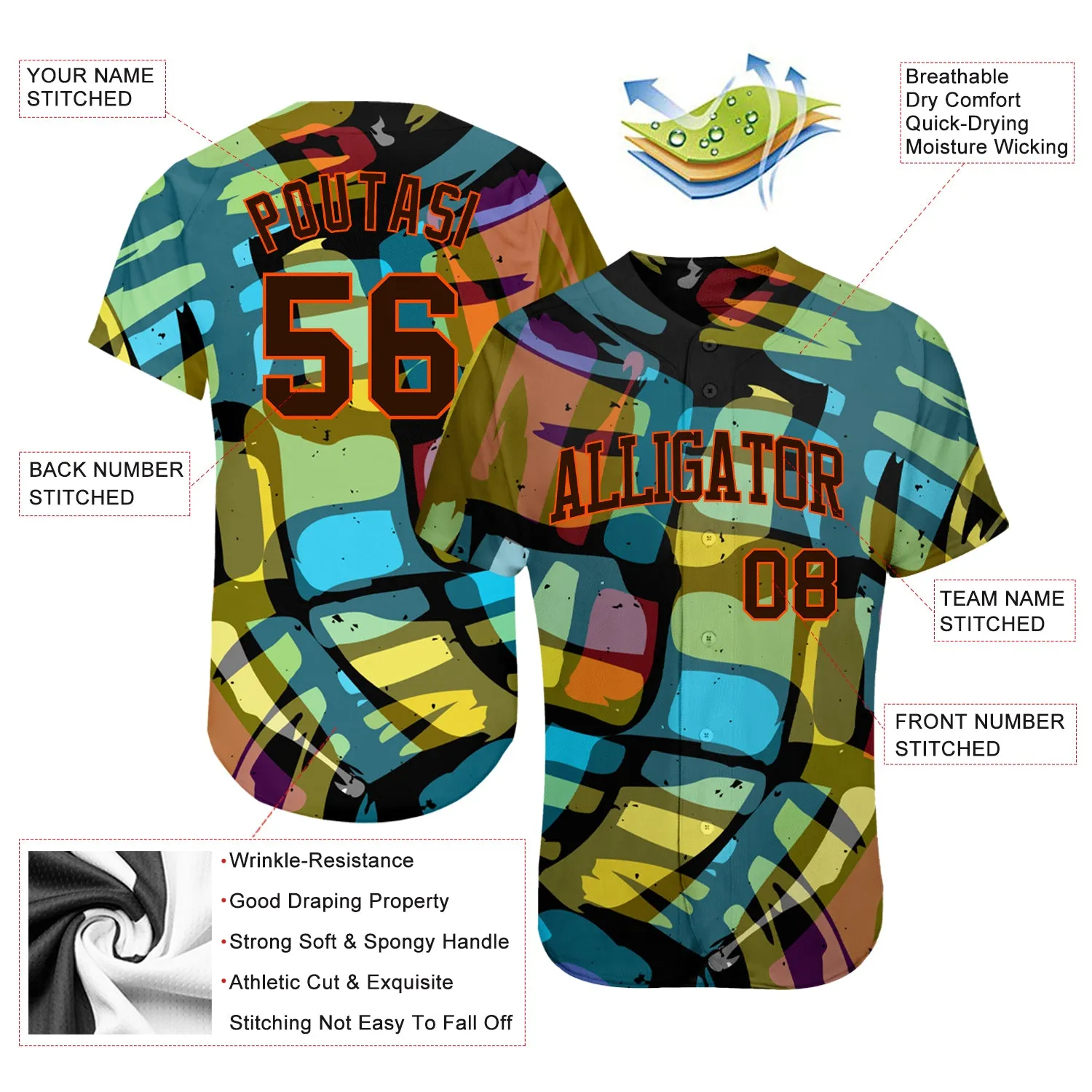 Custom 3D Pattern Design Abstract Graffiti Authentic Baseball Jersey