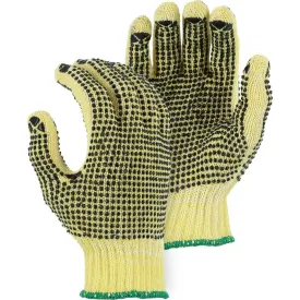 Cut Resistant Glove - Kevlar Fiber Blend, PVC Dotted, Lightweight Plated Cotton, Light Cut Resistance (PK 12 Pairs) - Majestic