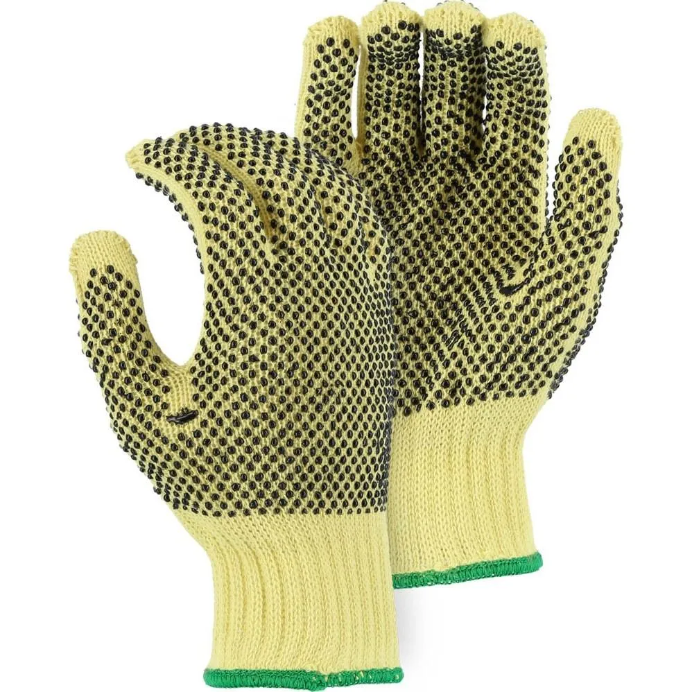 Cut Resistant Glove - Kevlar Fiber Blend, PVC Dotted, Medium Weight, Light Cut Resistance (PK 12 Pairs) - Majestic