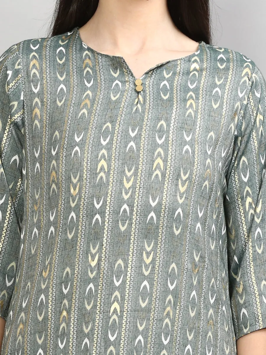 Dazzling Dark Green Geometric Printed Kurta