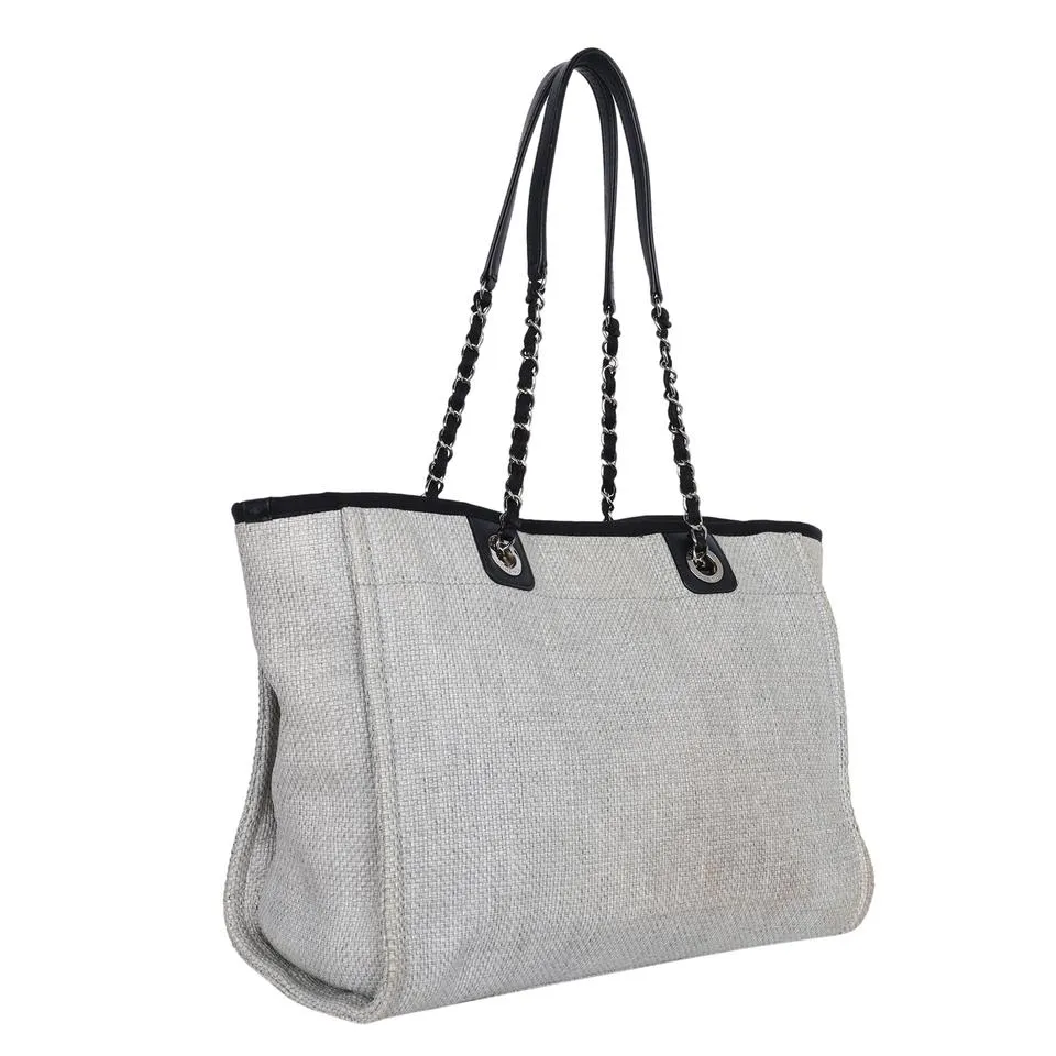 Deauville Canvas Leather Tote Grey (Authentic Pre-owned)