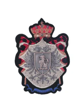 Elegant Lion Rampant & Crown Badge Embroidery Patch