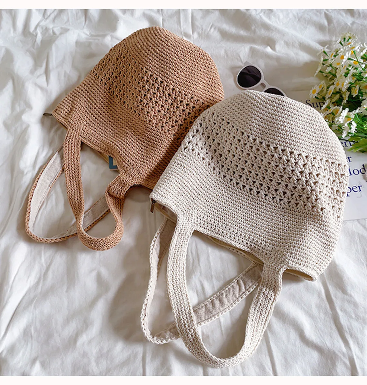 Elena Handbags Crochet Cotton Bucket Bag