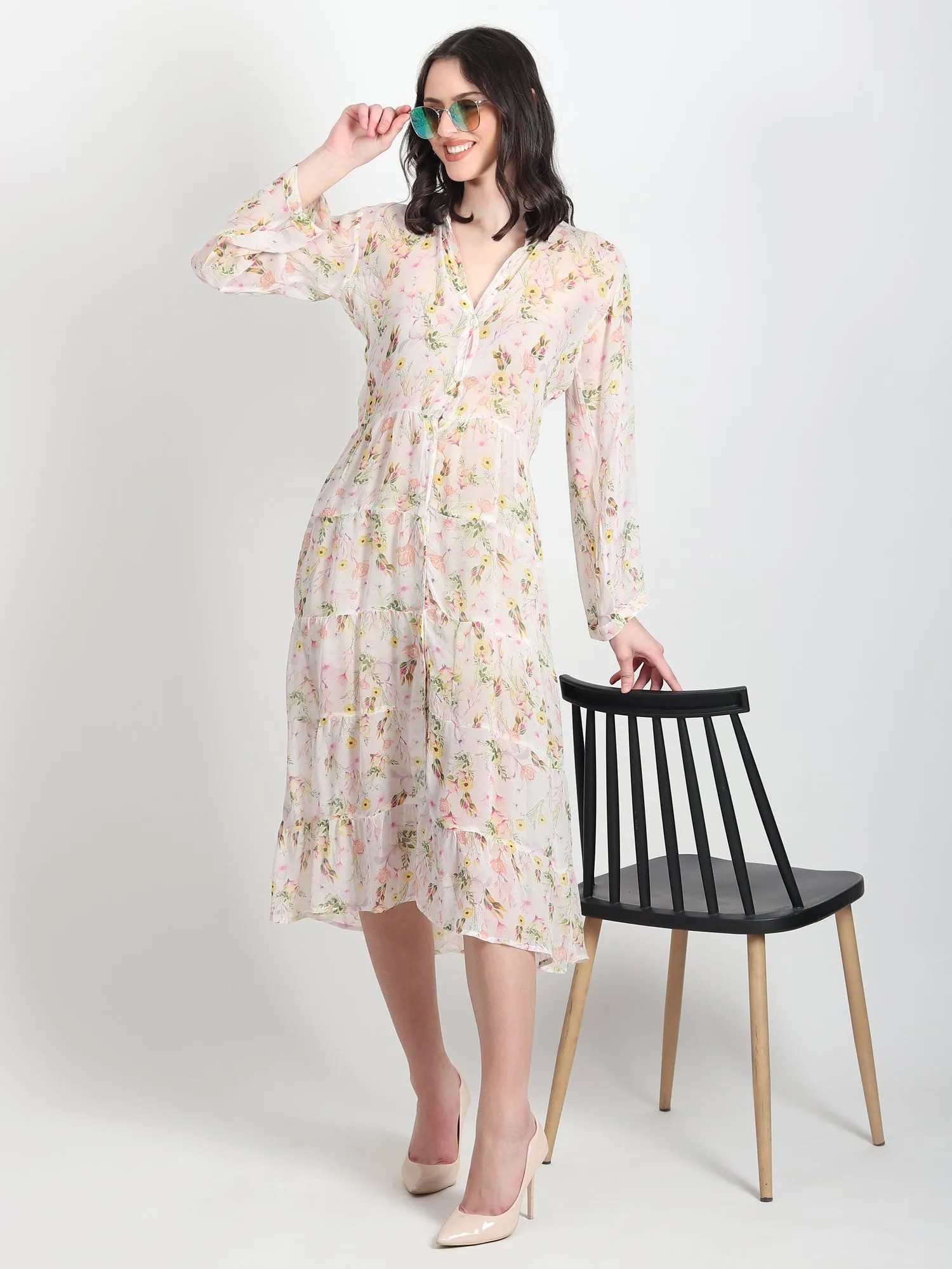 Emily Floral Printed Georgette Dress