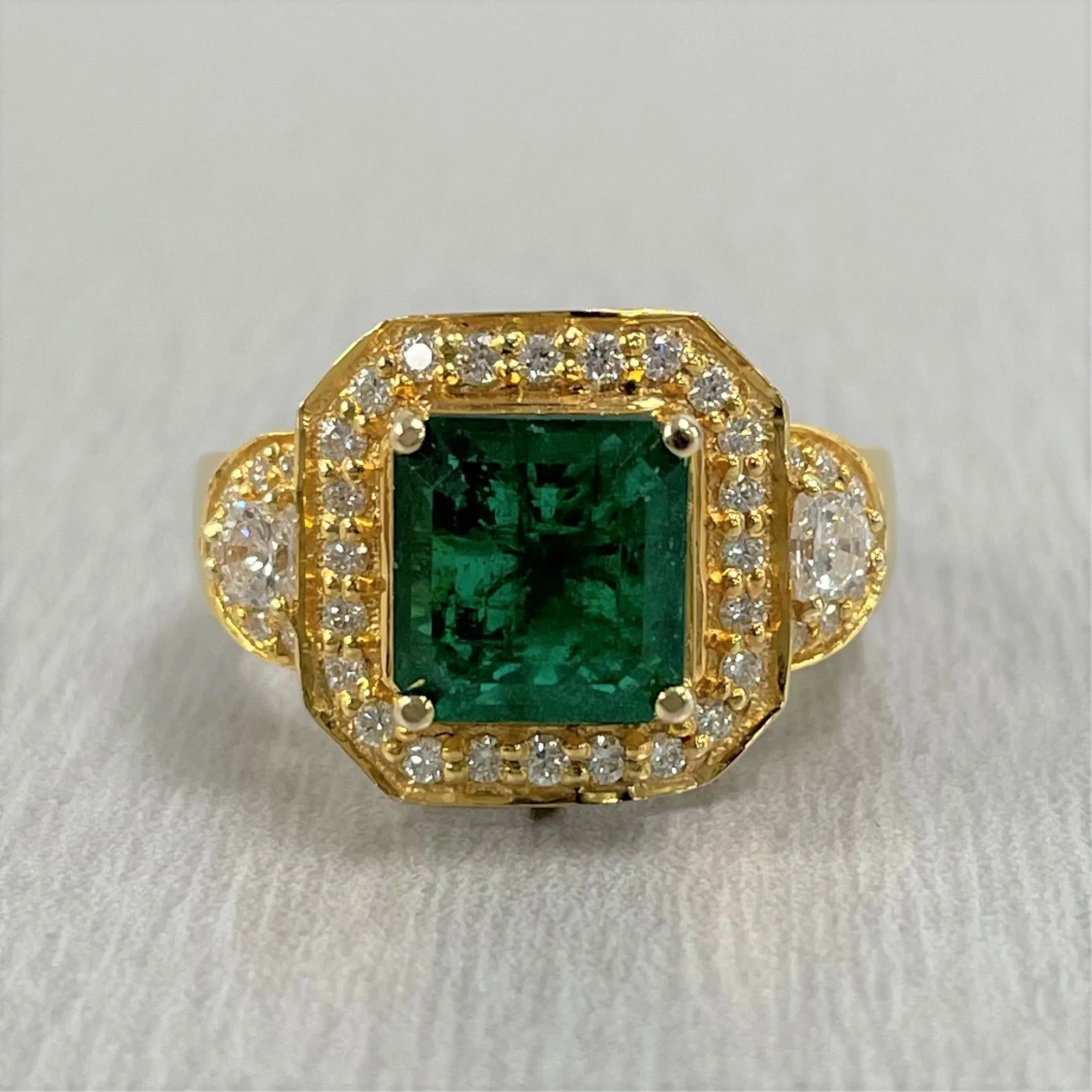 Emma Emerald & Diamond Ring (2.72 cts Emerald & Diamonds) in Gold