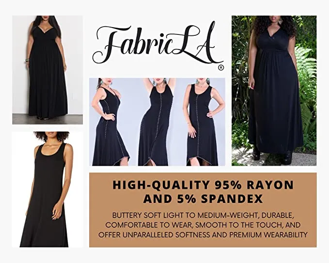 FabricLA Rayon Jersey Spandex - 4 Way Stretch Fabric Rayon Spandex| 240GSM 60 inches Wide | Black