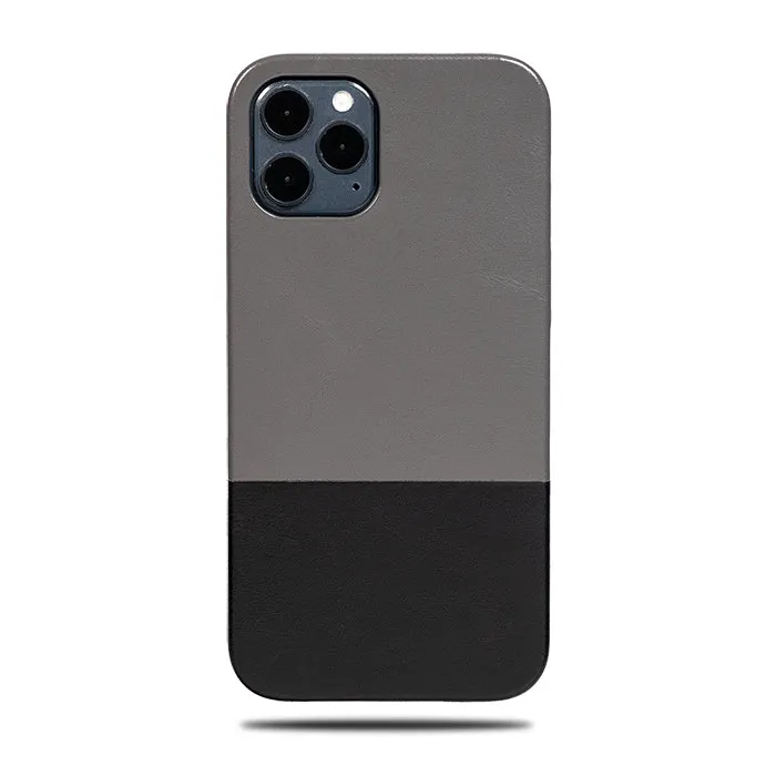 Fossil Gray & Crow Black iPhone 12 Pro Max Leather Case