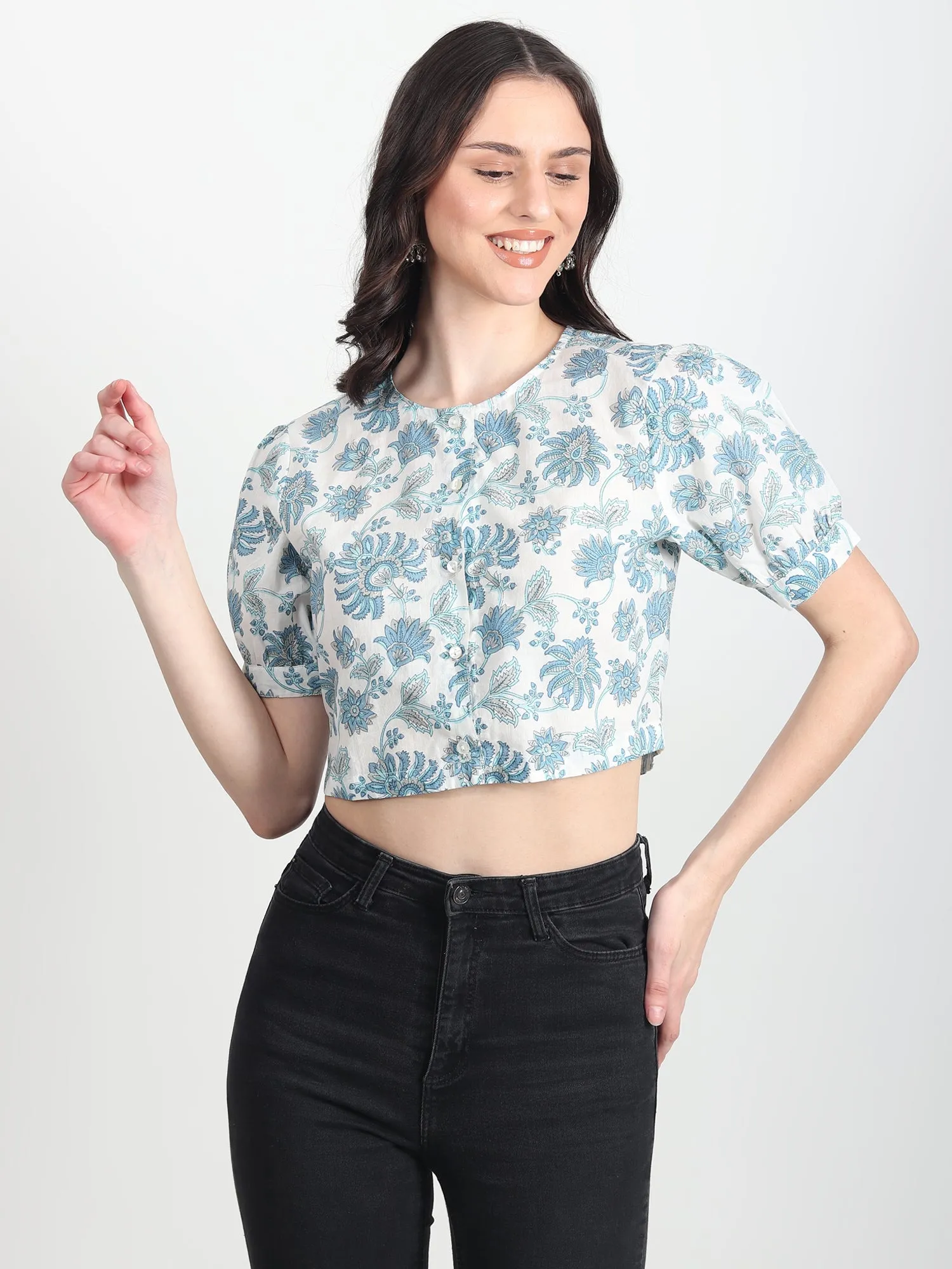 Frea blue floral printed Top