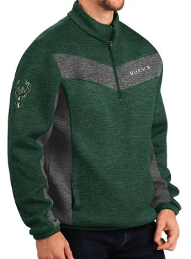 G-III Infielder Green Milwaukee Bucks 1/2 Zip Jacket