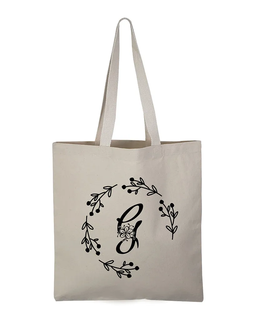 ''G'' Letter Initial Canvas Tote Bag - Initials Bags