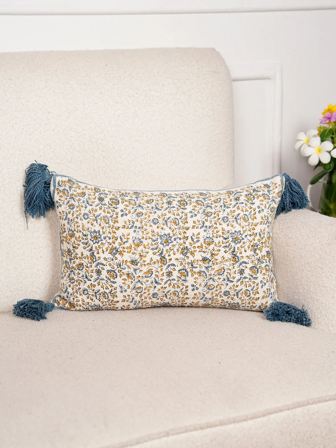 GARDEN OF JOY - BLOCK PRINTED LUMBAR CUSHION COVER