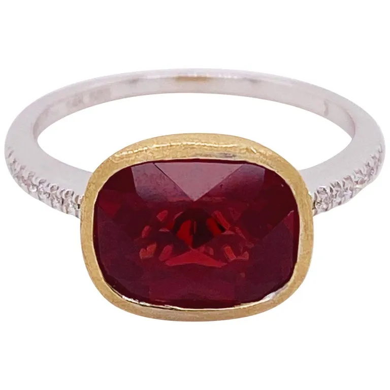 Garnet Bezel & Diamond Ring