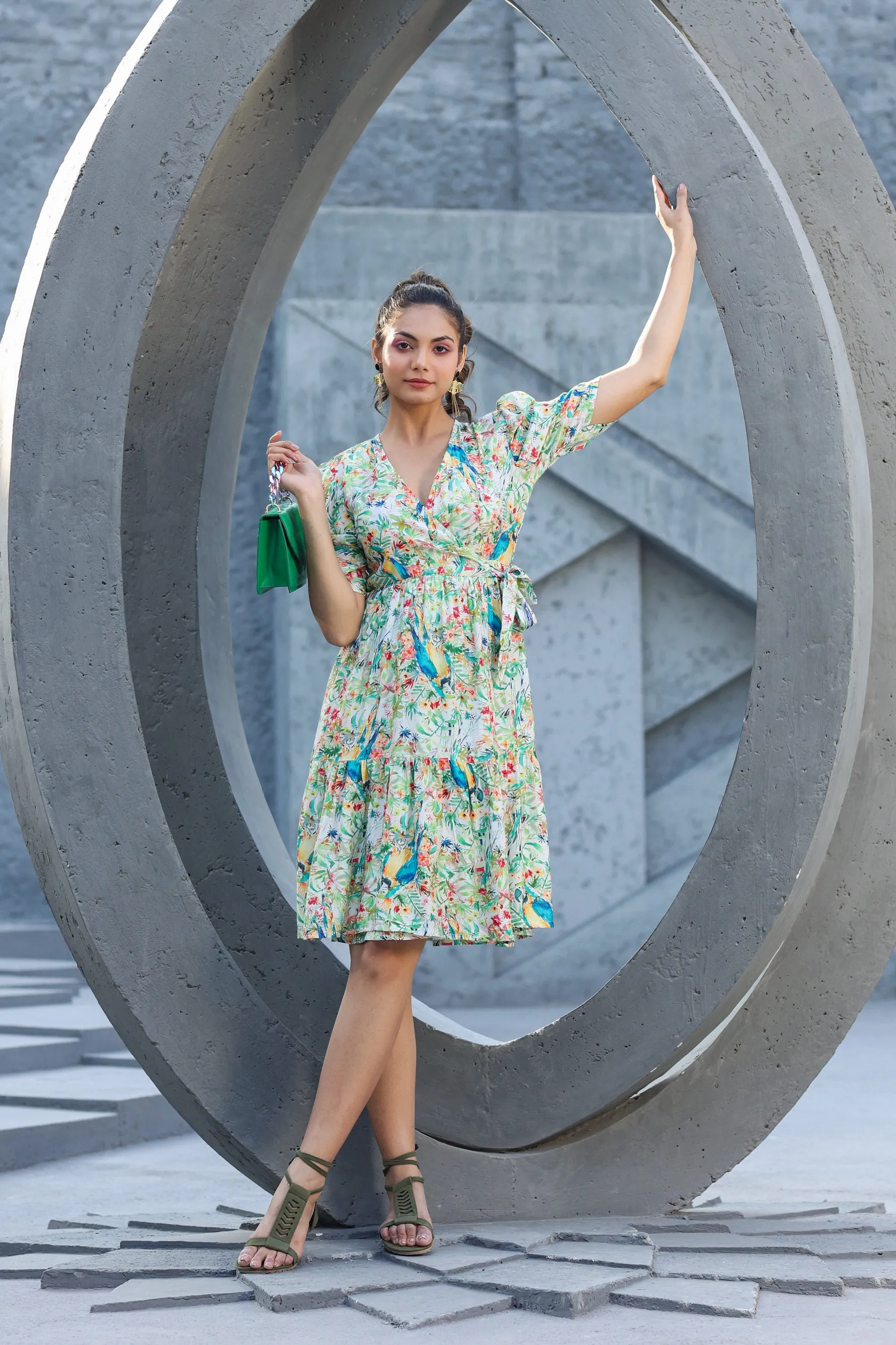 Glory of peacock on muslin silk Dress