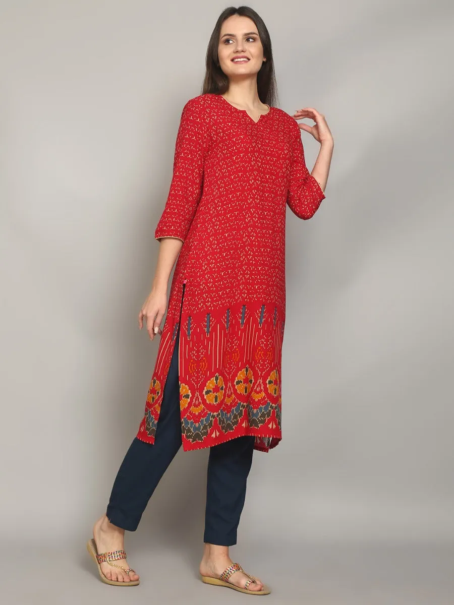 Gorgeous Red Geometric Printed Kurta With Trouser