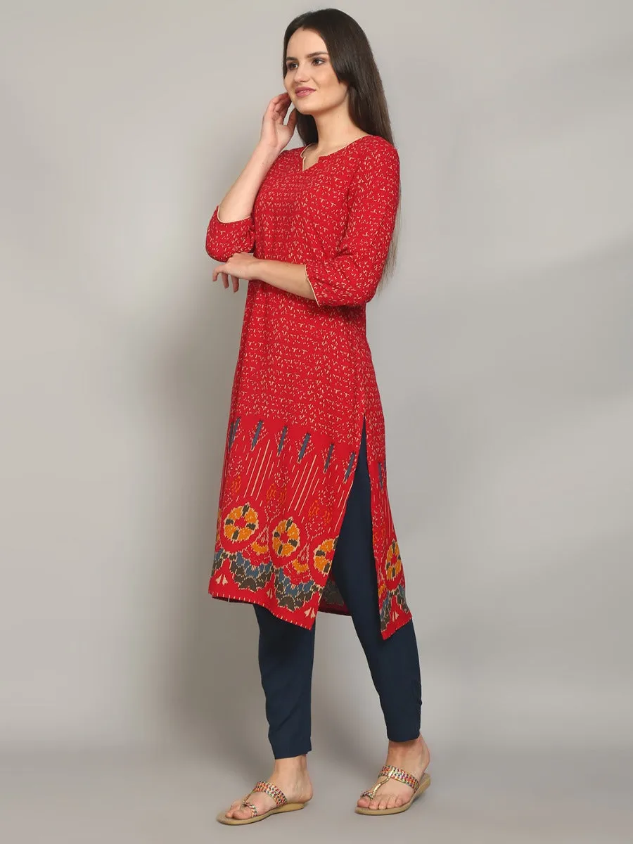 Gorgeous Red Geometric Printed Kurta With Trouser