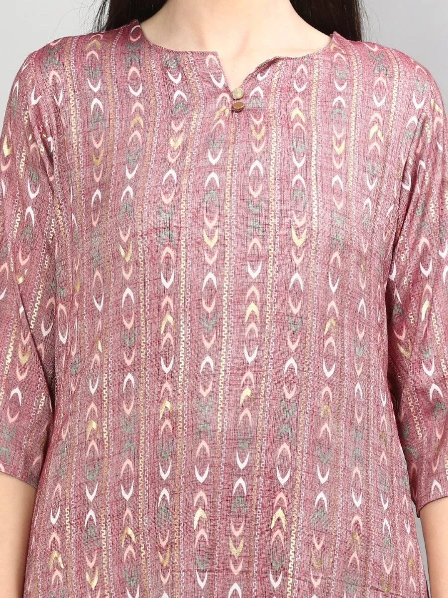 Gorgeous Wine Geometric Printed Kurta