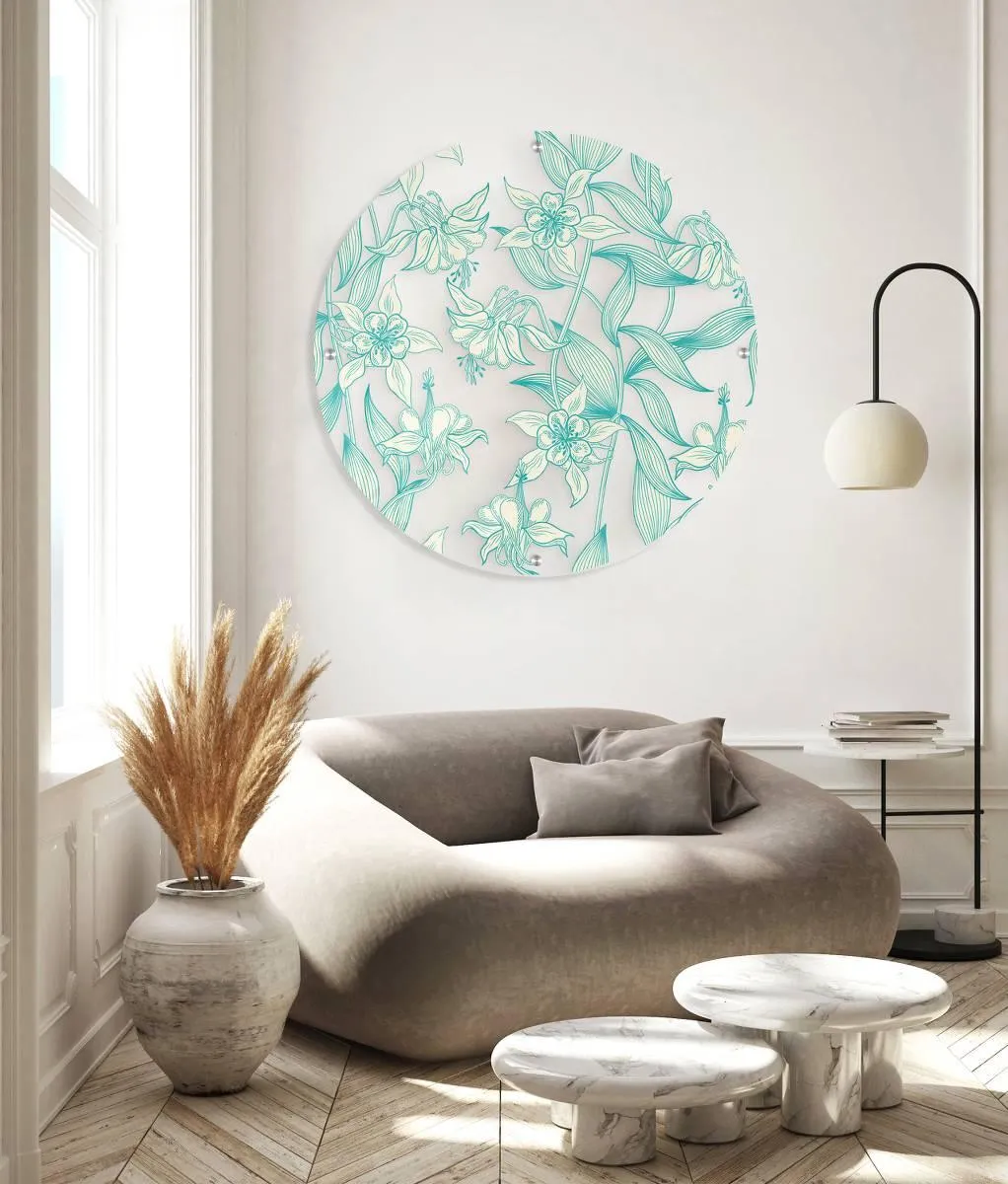 Green Narcissus Printed Transparent Acrylic Circle