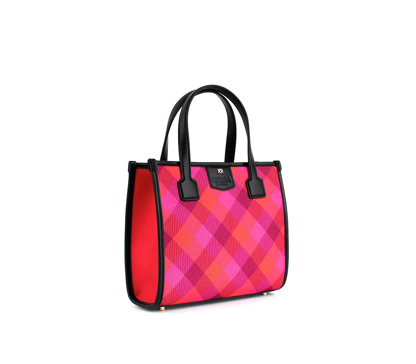 Gunas New York Oasis Red Tartan Vegan Canvas Satchel Bag