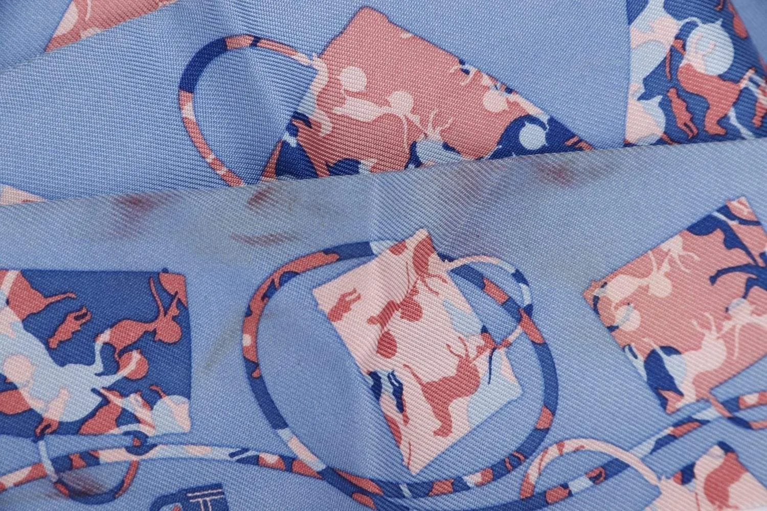 Hermes Silk Twilly Blue x Pink Kelly Bag Print