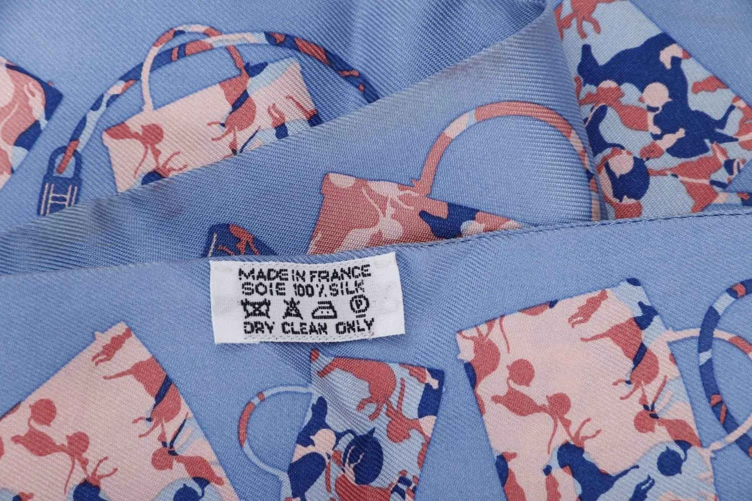 Hermes Silk Twilly Blue x Pink Kelly Bag Print