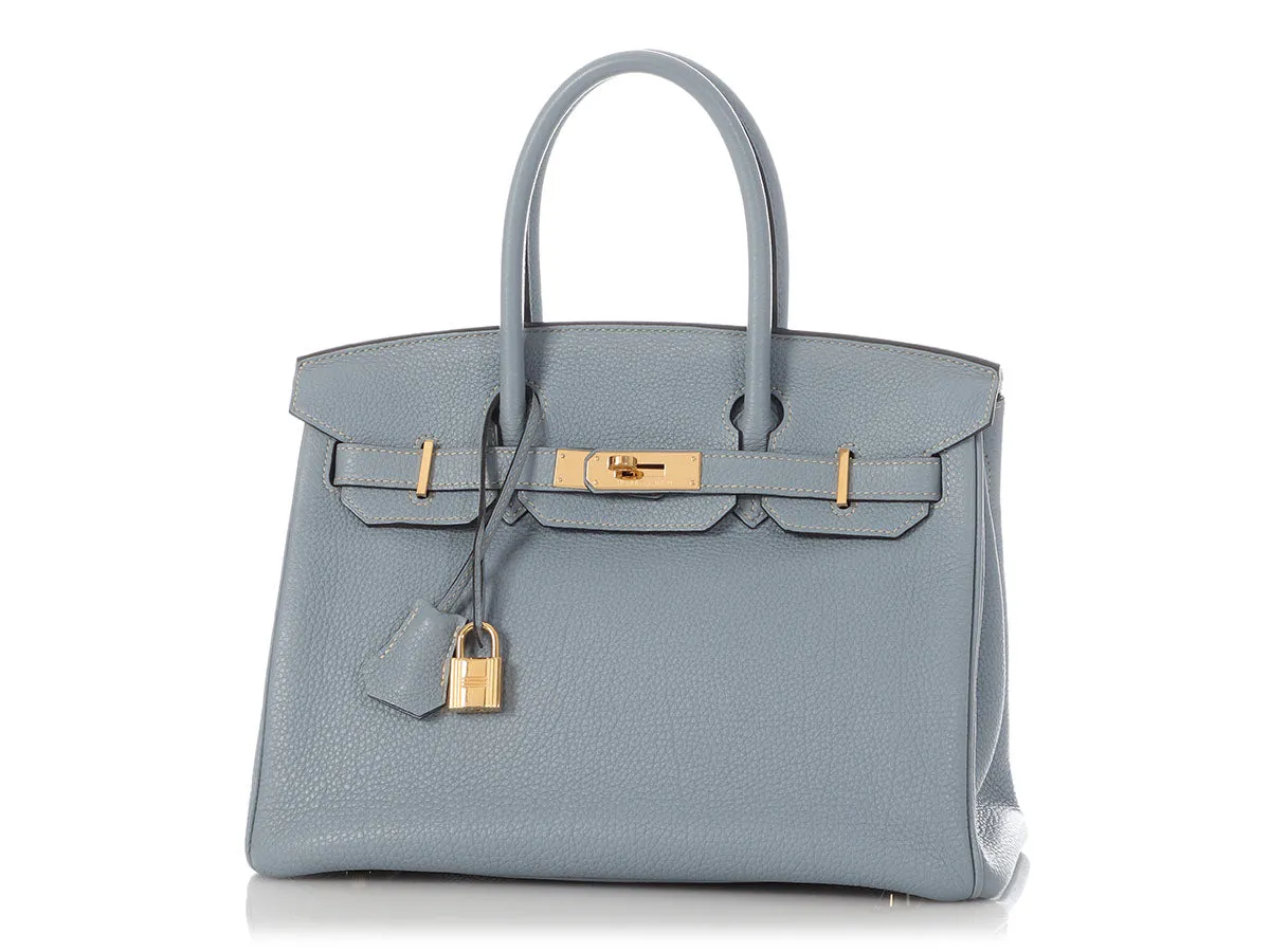 Hermès Bleu Lin Togo Birkin 30