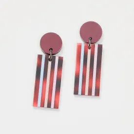 Hilda Stripe Earrings - Burgundy / Tortoise Pink