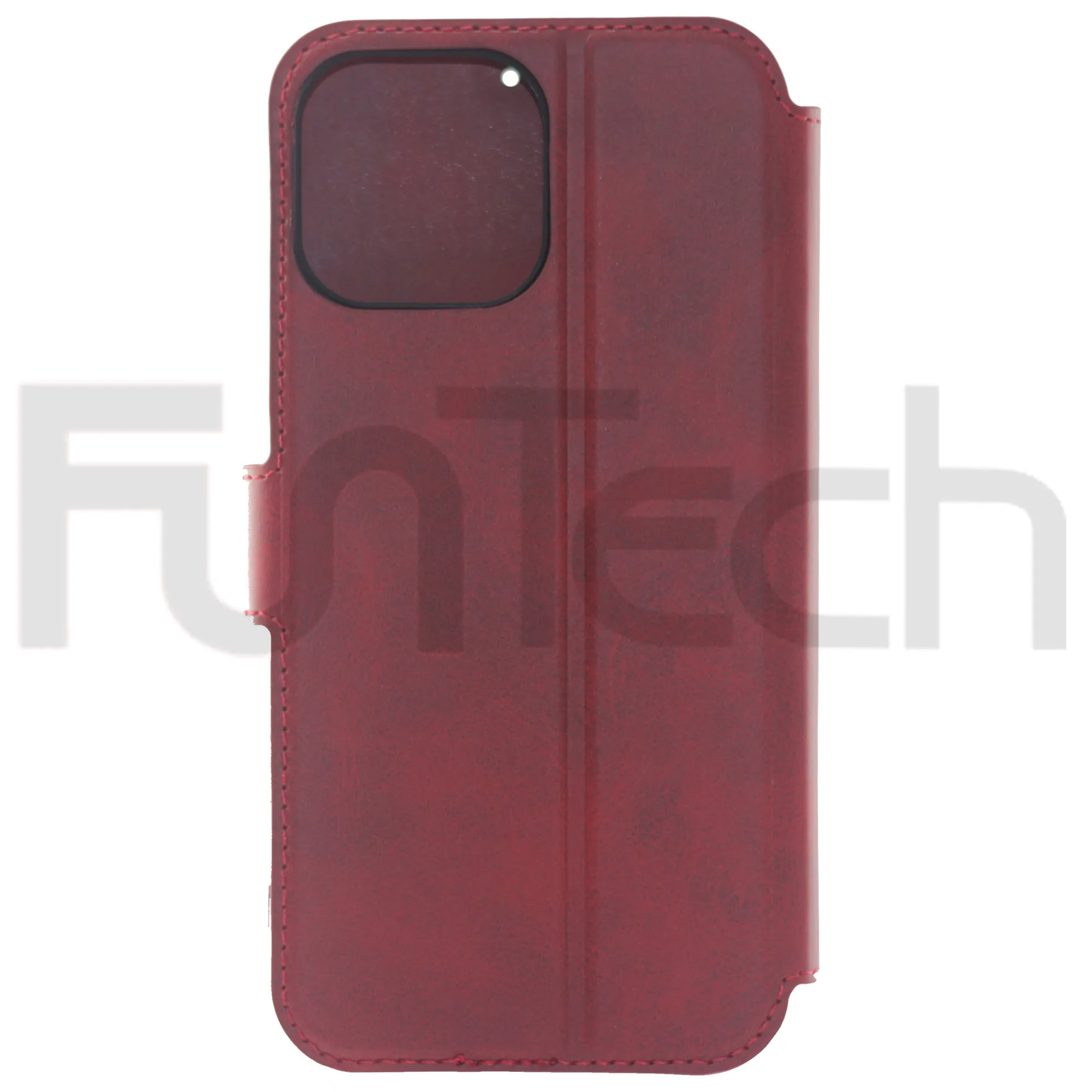 iPhone 13 Pro Max Case, Leather Wallet Case, Color Red.