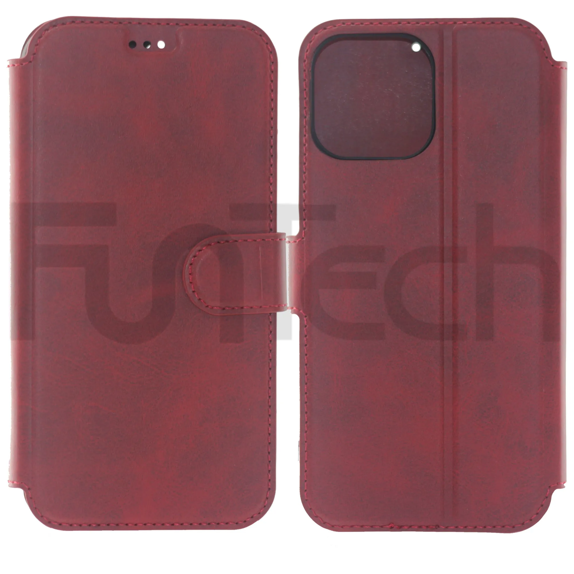 iPhone 13 Pro Max Case, Leather Wallet Case, Color Red.