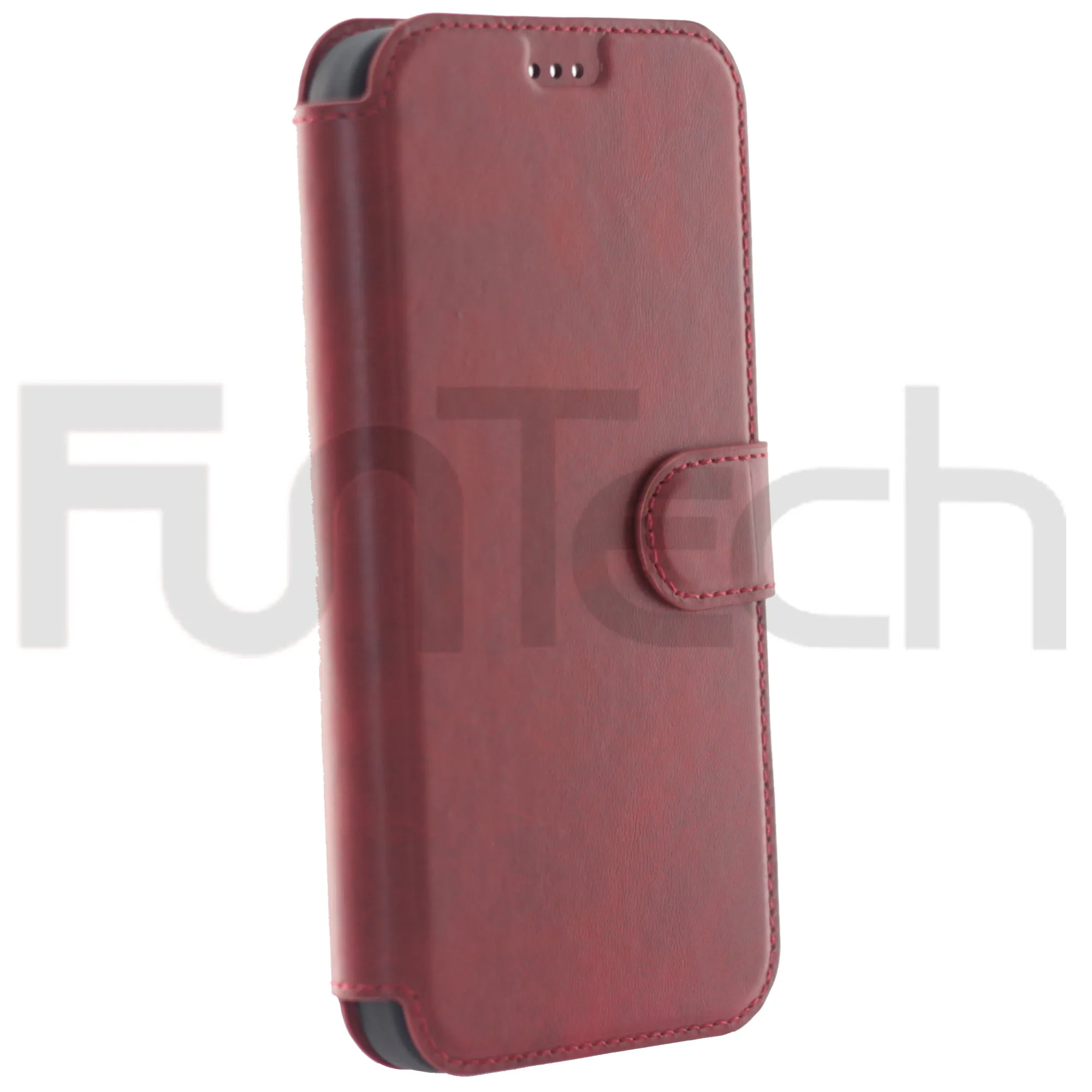 iPhone 13 Pro Max Case, Leather Wallet Case, Color Red.