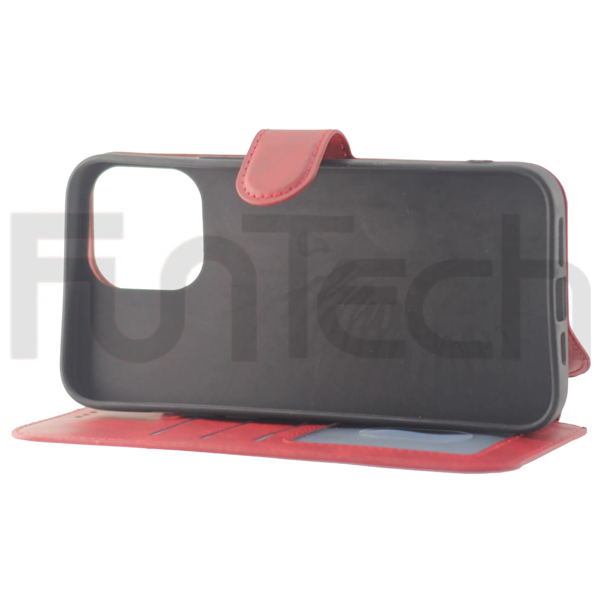 iPhone 13 Pro Max Case, Leather Wallet Case, Color Red.