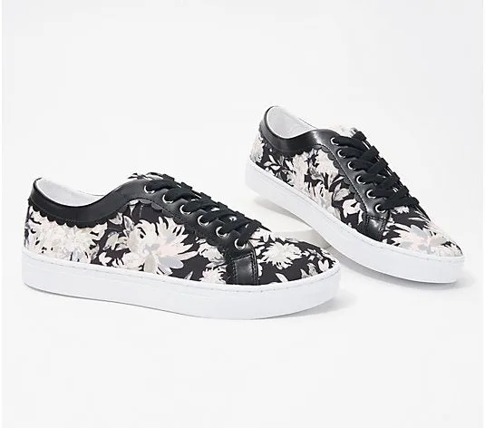 Isaac Mizrahi Live! Floral Printed Sneakers with Scallop Trim