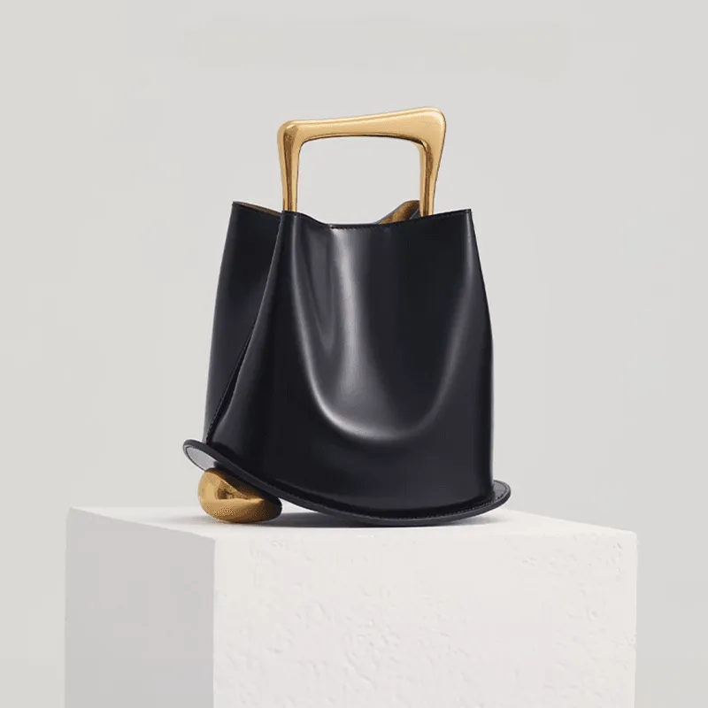 IT Ozzy Bag | Modern Chic Leather Shoulder Bucket Bag with Amber Acrylic Handles