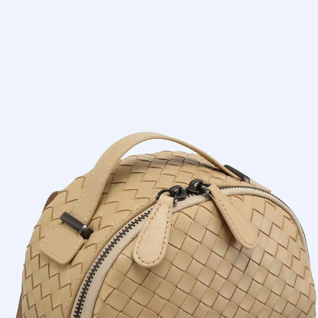 Italy Lambskin Leather Small Backpack, Hand Woven Leather Backpack, Designer Bag, Leather Quilted Elegant Shoulder Bag, Classic Backpack