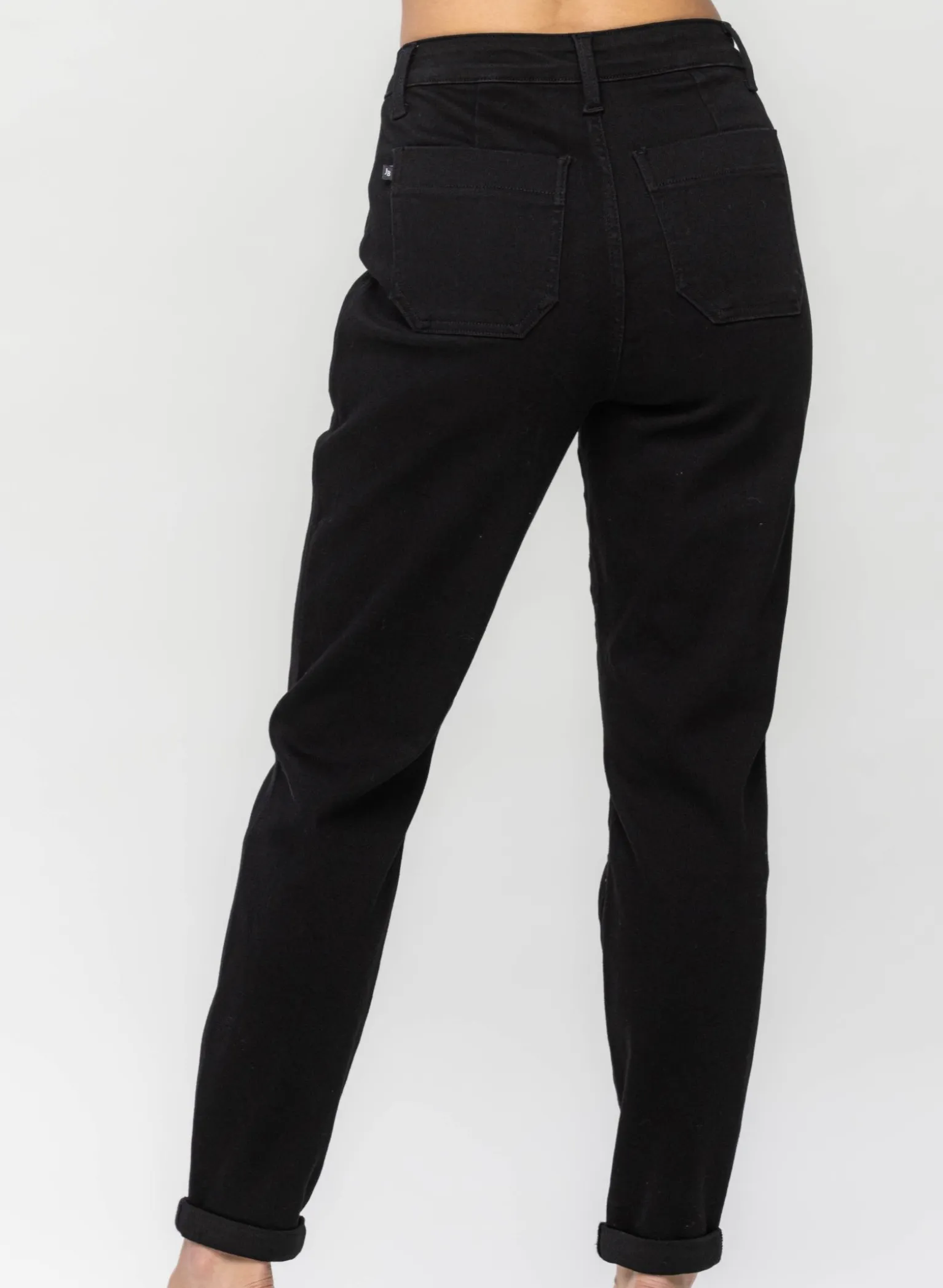 Judy Blue - High Waist Double Cuff Black Joggers