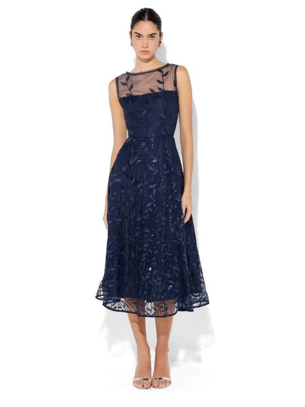 Kourtney Navy Embroidered Dress