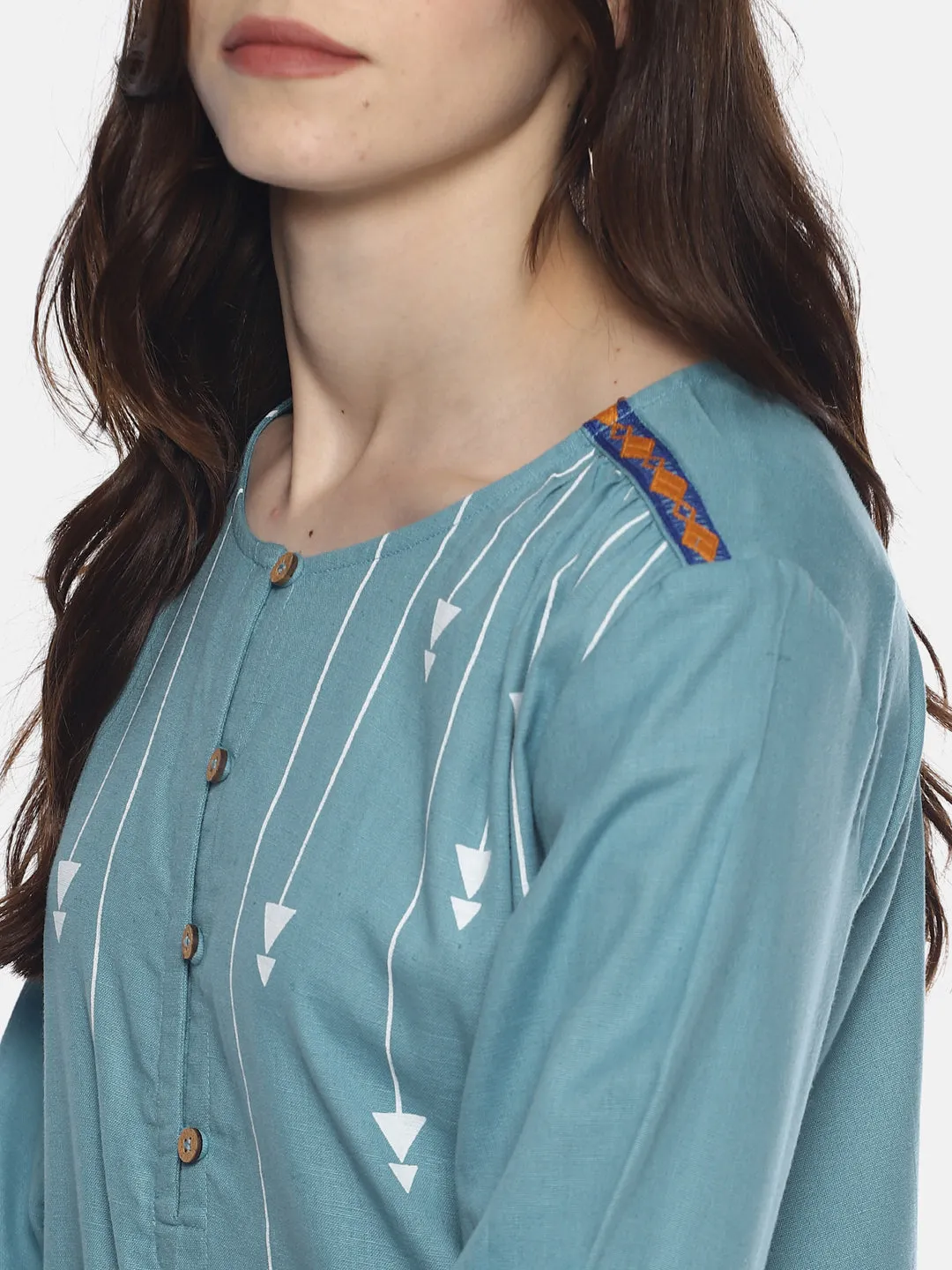 Light Blue Arrow Printed Kurta