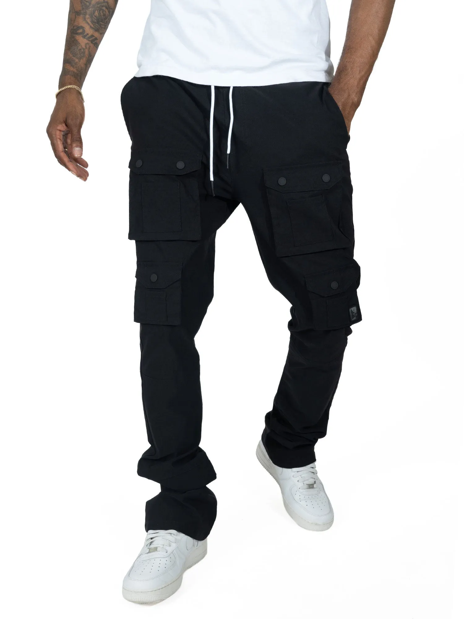 M1633 Colton 34” Stack Nylon/Spandex  Sweat Pants - Black