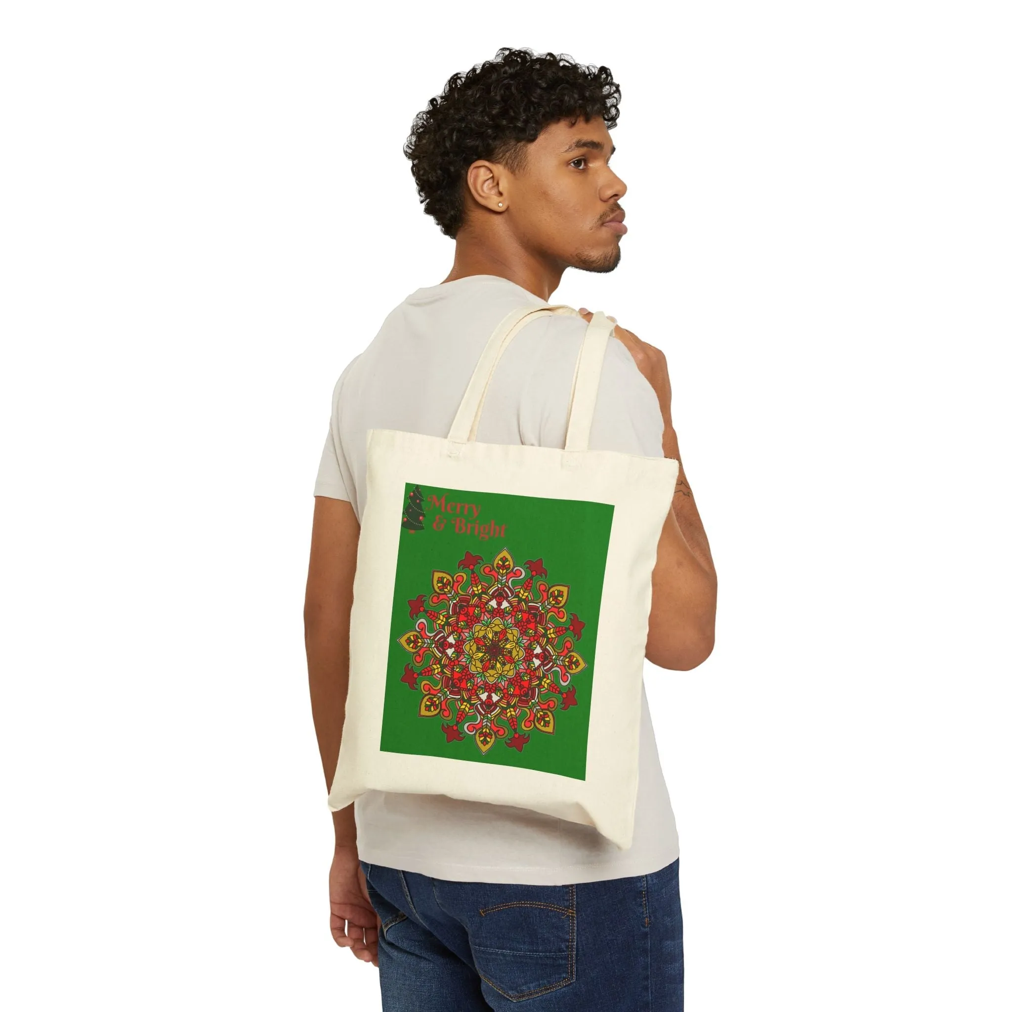 Mandala Design Cotton Tote Bag - Handmade Holiday Accessory