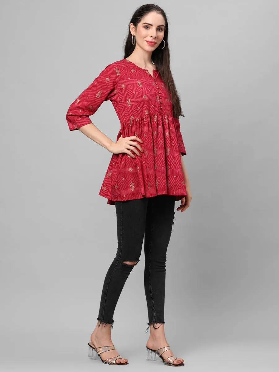 Maroon Floral Printed Tunic