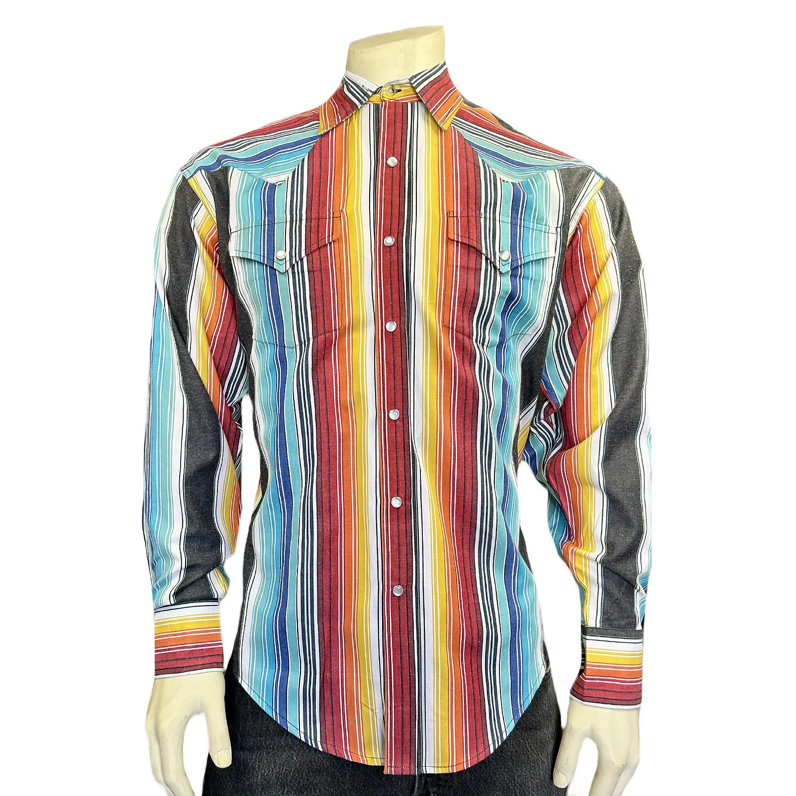 Men's Vintage Serape Stripe Western Shirt