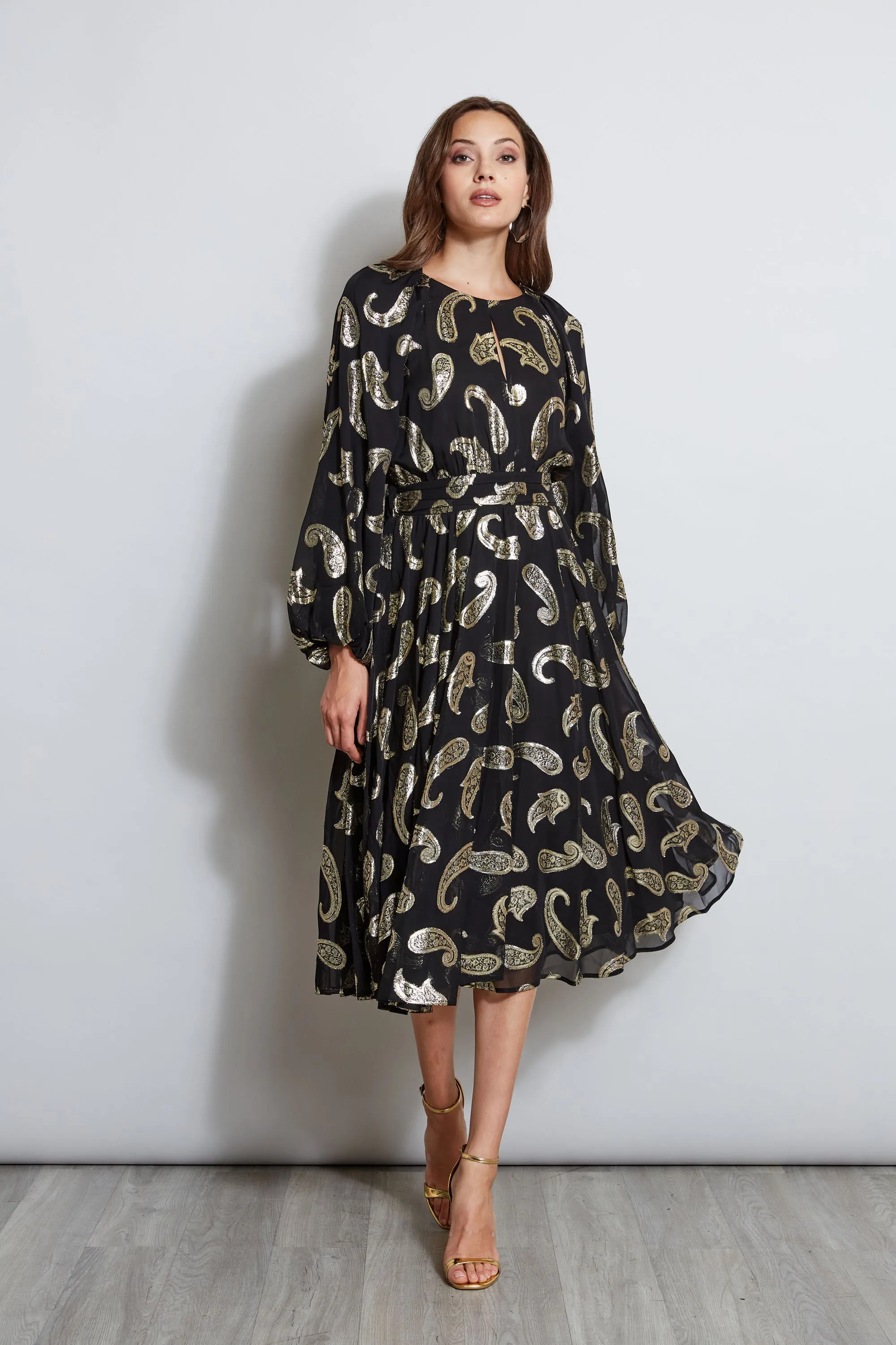 Metallic Paisley Jacquard Dress