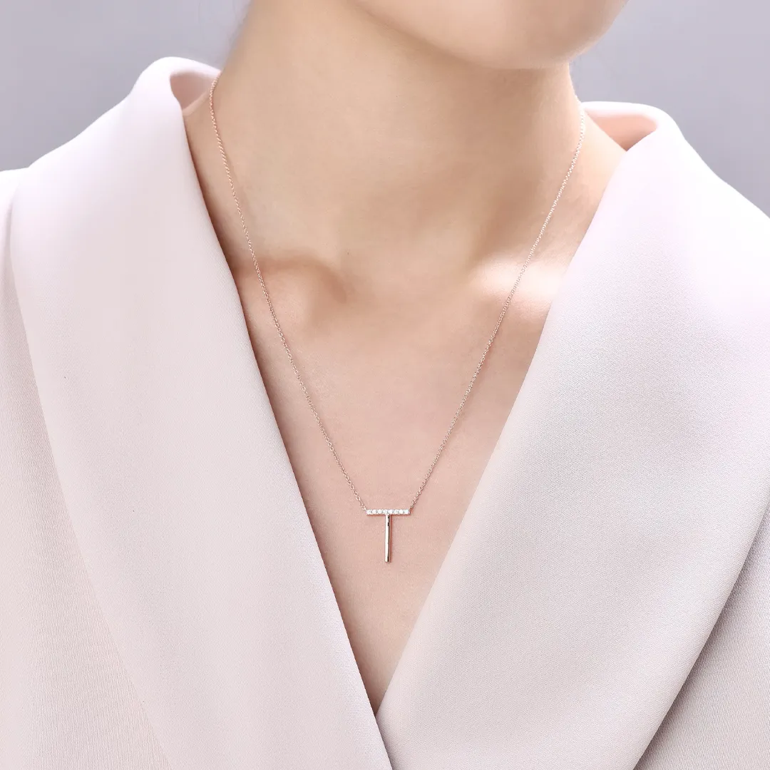 MORSE INITIAL T DIAMOND NECKLACE/ CHOKER