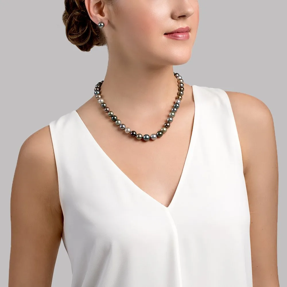 Multi-Color Tahitian True Round Pearl Necklace, 8.0-10.0mm